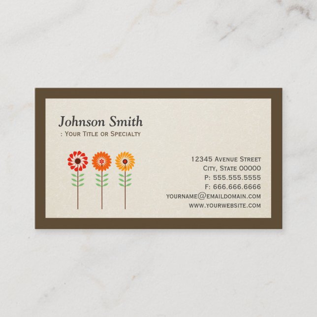 Tarjeta De Visita Sunflowers Cute - Moderno y de estilo (Anverso)