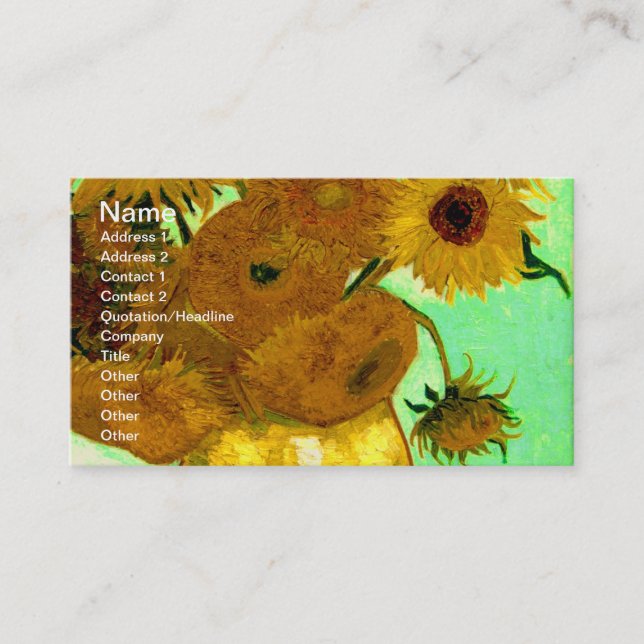 Tarjeta De Visita Sunflowers en un Bella Artes Vase Van Gogh (Anverso)