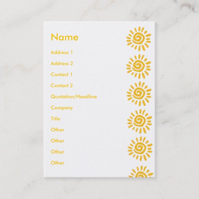 Tarjeta De Visita Sunny | (Anverso)