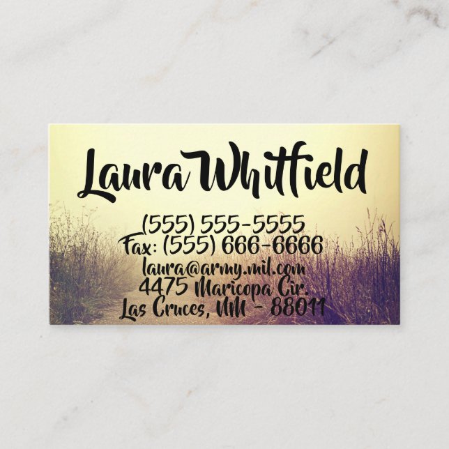 Tarjeta de visita Sunrise Pathway Walkway Path Sid (Anverso)