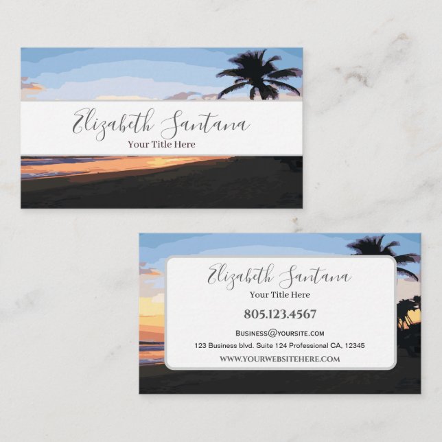 Tarjeta De Visita Sunset Beach (Anverso / Reverso)