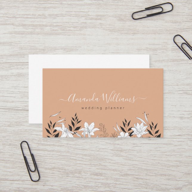 Tarjeta De Visita Sunset Boho Floral Design Business Card (Anverso/Reverso In Situ)