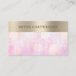 Tarjeta De Visita Sunset Bokeh Twinkle se ilumina con rosado y oro