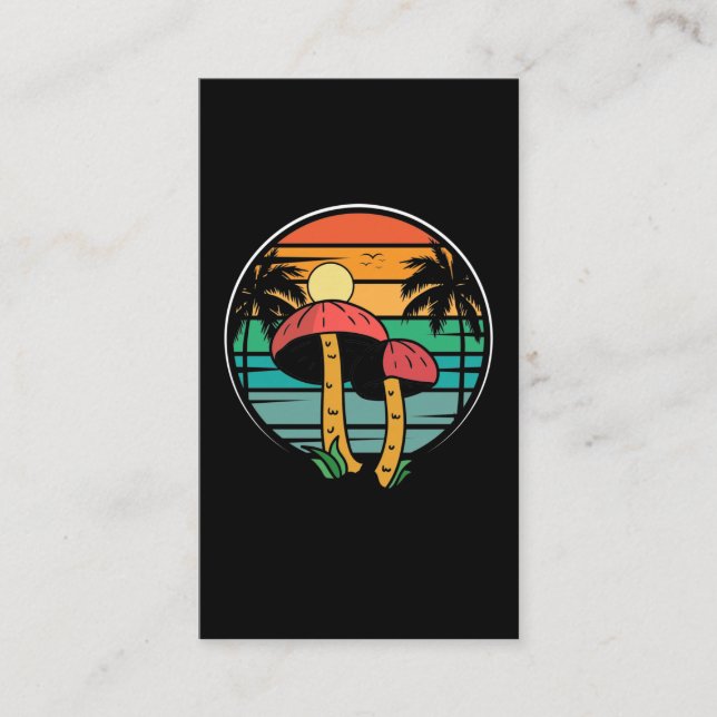 Tarjeta De Visita Sunset de hongos retro hawaianos (Anverso)