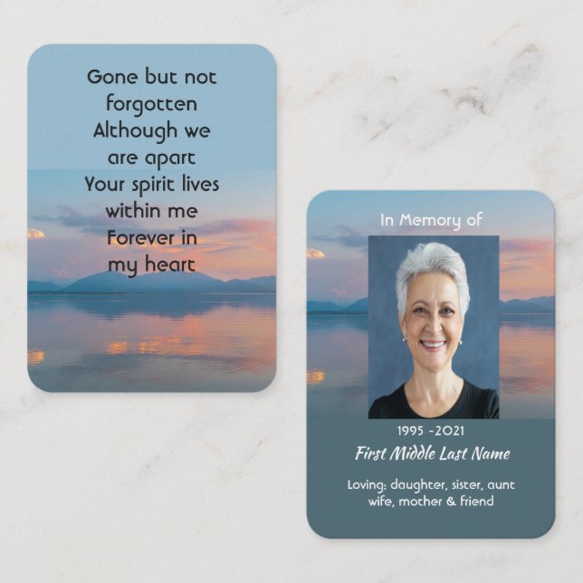 Tarjeta De Visita Sunset Evening Sky Dusk Memorial Pocket Keepsake (Anverso / Reverso)