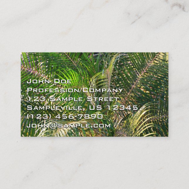 Tarjeta De Visita Sunset Lit Palm Fronds Tropical (Anverso)