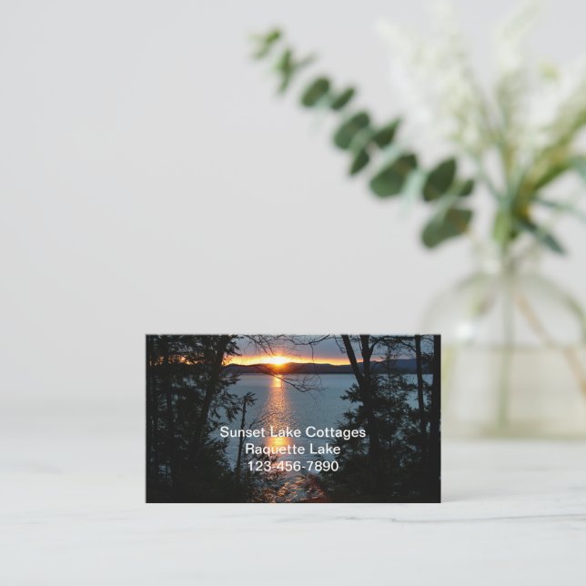Tarjeta De Visita Sunset Over Forest Lake Business Cards (Anverso de pie)