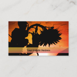 Tarjeta De Visita Sunset Sunflower Silhouette Naranja Black Holistic