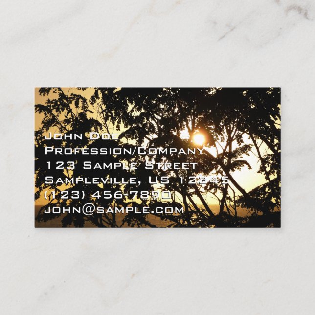 Tarjeta De Visita Sunset Through Trees I Tropical Photography (Anverso)