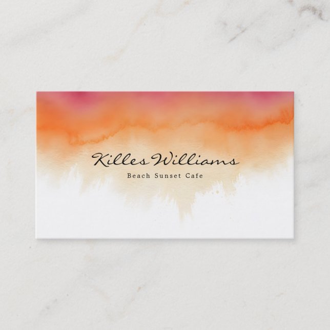 Tarjeta De Visita Sunset Watercolor Business Card  (Anverso)