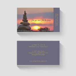 Tarjeta De Visita Sunset Zen Stones Yoga Instructor Dark Blue