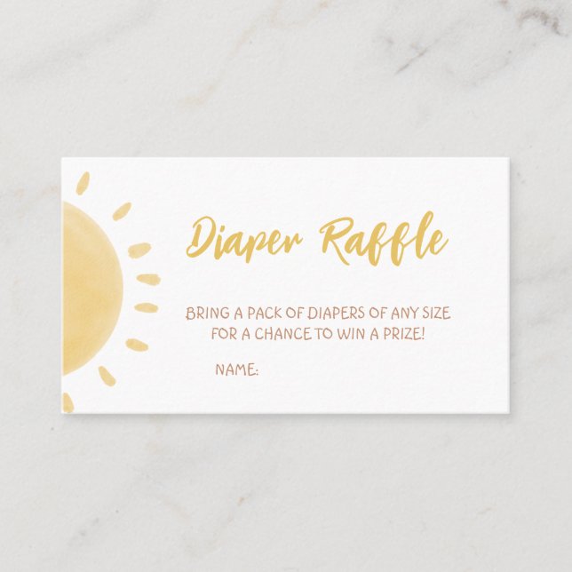 Tarjeta De Visita Sunshine Baby Shower Diaper Raffle (Anverso)