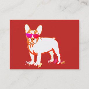 Tarjeta De Visita Super Frenchie Bulldog rojo