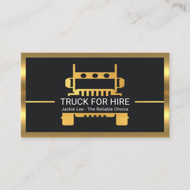 Tarjeta De Visita Super Stylish Gold Semi Truck Logistics Trucker (Anverso)