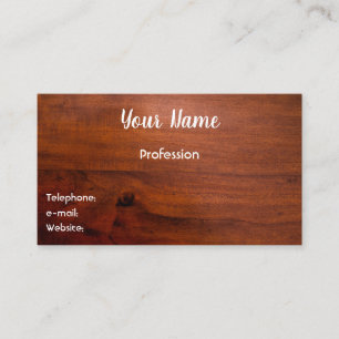 Tarjeta De Visita Superficie de madera de caoba