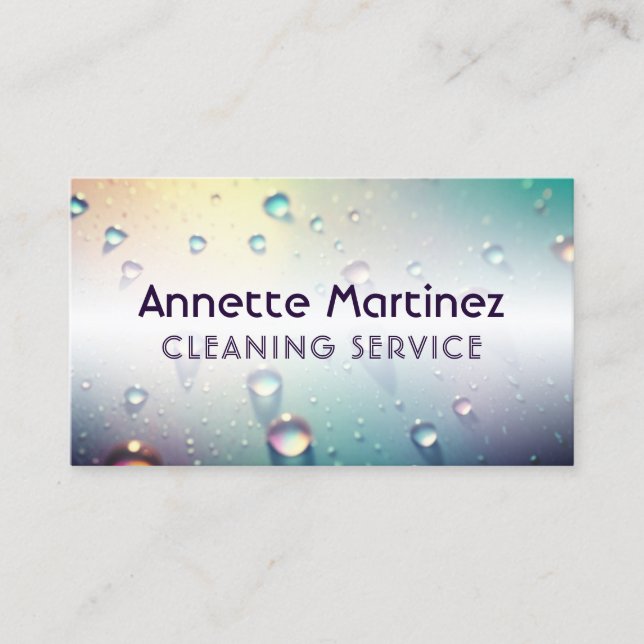 Tarjeta De Visita Superficie holográfica y gotas de agua (Anverso)