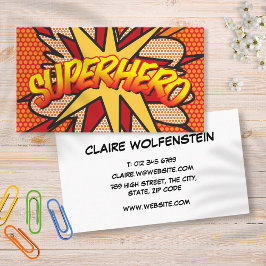 Tarjeta De Visita SUPERHERO Fun Retro Libro De Comedia