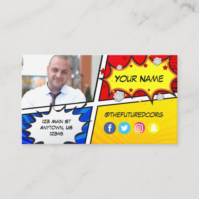 Tarjeta De Visita Superhéroe de Fundación Futura (Anverso)