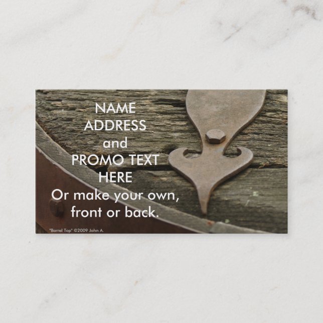 Tarjeta de visita superior del barril (Anverso)