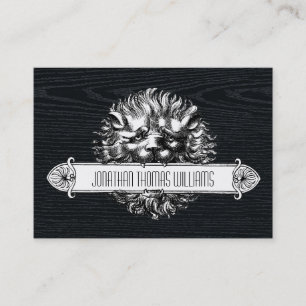 Tarjeta de visita superior del león y de madera