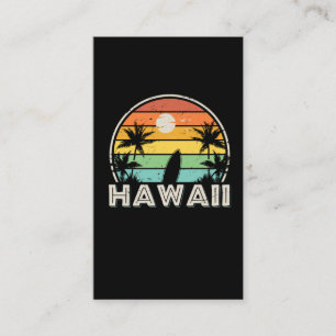 Tarjeta De Visita Surf Hawaii colorido y vintage