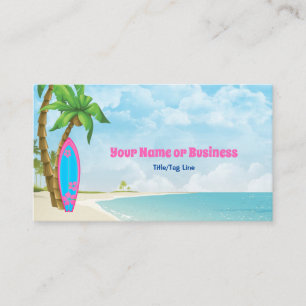 Tarjeta De Visita Surf y surf tropical en la playa