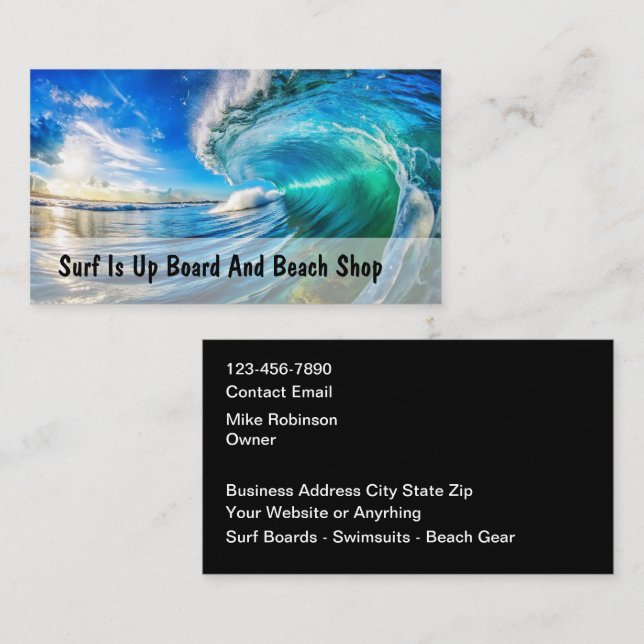 Tarjeta De Visita Surfing Beach Gear Business Cards (Anverso / Reverso)