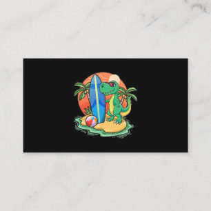 Tarjeta De Visita Surfing Dinosaur Funny Beach Vacation Animal Graph