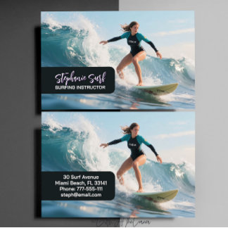 Tarjeta De Visita Surfing Female Instructor  Business Card