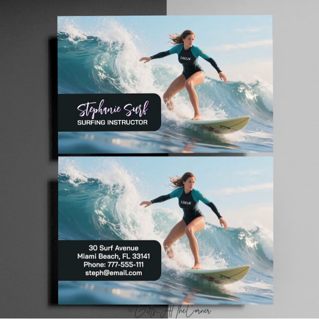 Tarjeta De Visita Surfing Female Instructor  Business Card (Subido por el creador)