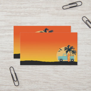 Tarjeta De Visita Surfing Retro