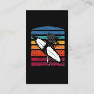 Tarjeta De Visita Surfista Chica Grapic Beach Surfboard