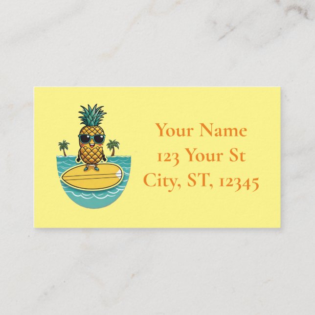 Tarjeta De Visita Surfista De Piña Viaja A Wave Thunder_Cove (Reverso)