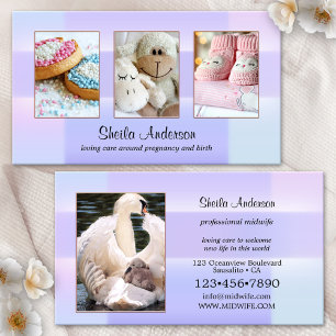 Tarjeta De Visita Sus 4 Fotos Pastel Doula Partera Servicios de Bebé