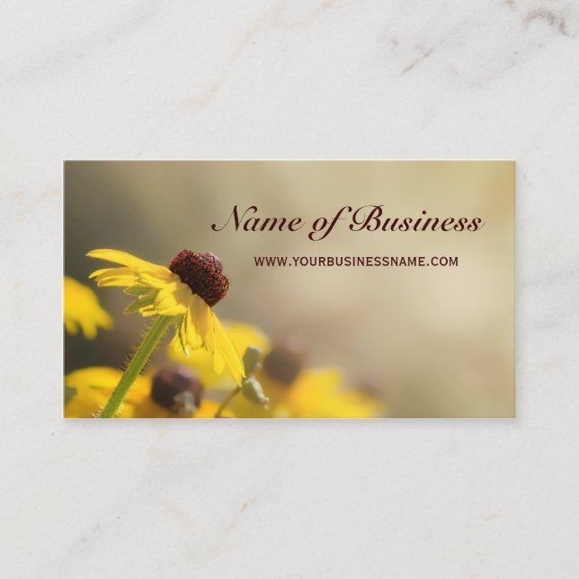 Tarjeta De Visita Susan elegante floral amarilla de ojos negros (Anverso)