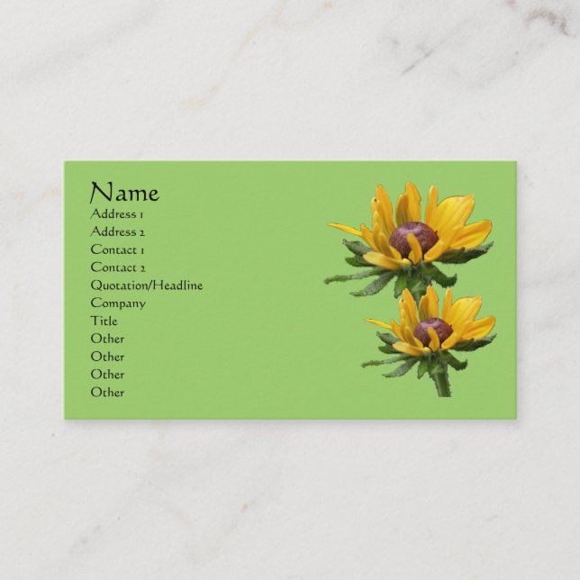 Tarjeta De Visita Susan Flower de ojos negros (Anverso)