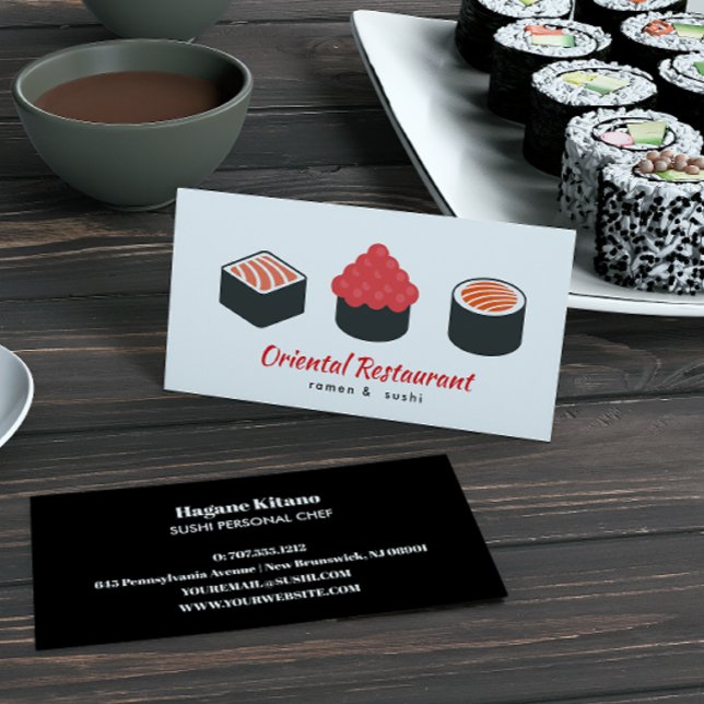 Tarjeta De Visita Sushi Nigiri Gunkan, restaurante japonés moderno (Subido por el creador)