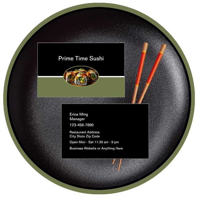 Tarjeta De Visita Sushi Seafood Restaurant Business Cards (Subido por el creador)