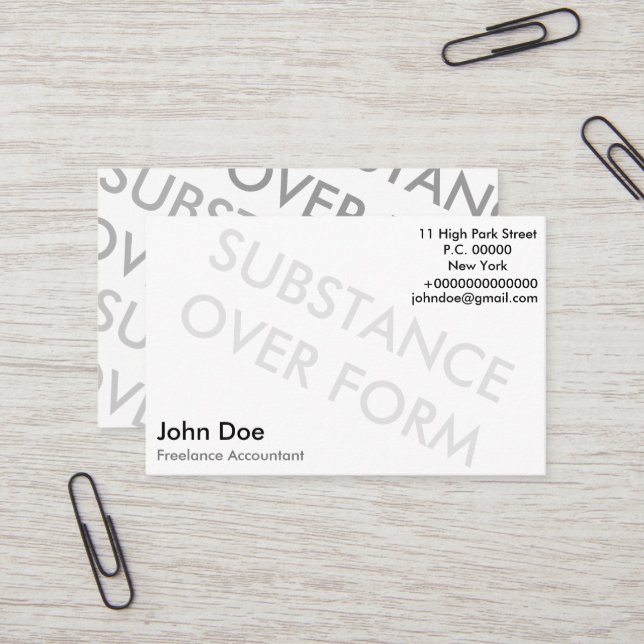 Tarjeta De Visita "Sustancia sobre forma" (Anverso/Reverso In Situ)