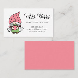Tarjeta De Visita Sustituir al profesor Cute Gnome