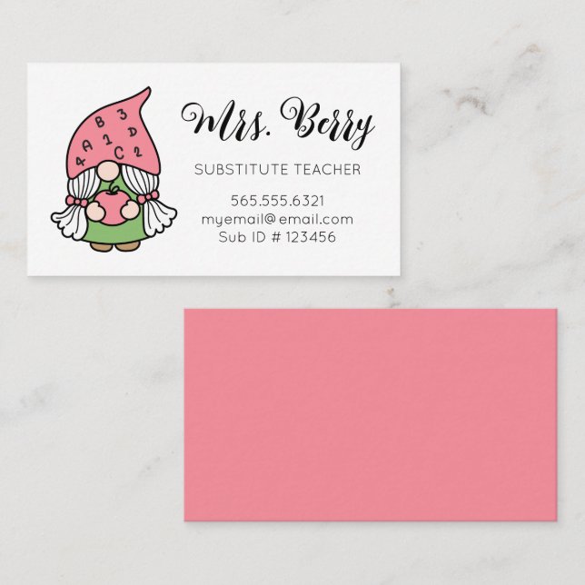 Tarjeta De Visita Sustituir al profesor Cute Gnome (Anverso / Reverso)