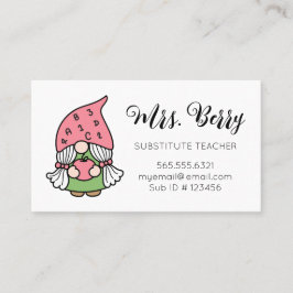 Tarjeta De Visita Sustituir al profesor Cute Gnome