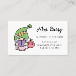 Tarjeta De Visita Sustituir al profesor Cute Gnome