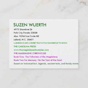 Tarjeta De Visita SUZEN WUERTH, el Dr. de 4973 líneas de la playa,
