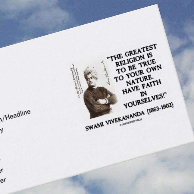 Tarjeta De Visita Swami Vivekananda Gran Religión Verdadera De Ser P (Inspirational Swami Vivekananda quote on these biz cards for your next introduction)