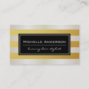 Tarjeta De Visita Swanky White Gold y Gold Stripes