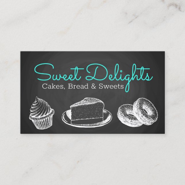 Tarjeta De Visita Sweet Bakery Chalkboard (Anverso)