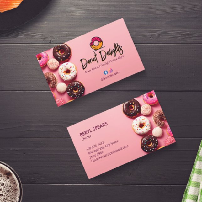 Tarjeta De Visita Sweet Donuts Business | Donuts rosados recortados (Subido por el creador)