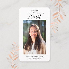 Tarjeta De Visita Sweet Funeral Photo Sympathy