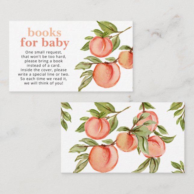 Tarjeta De Visita Sweet Peach Baby Shower Books for Baby Card (Anverso / Reverso)